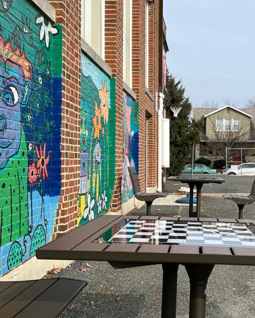 New chess tables at the school