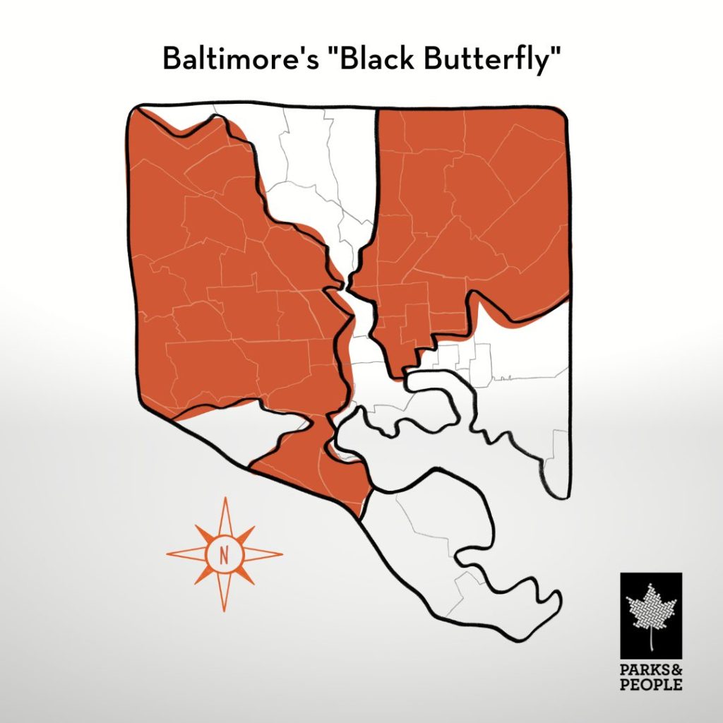 Baltimore Black Butterfly Map